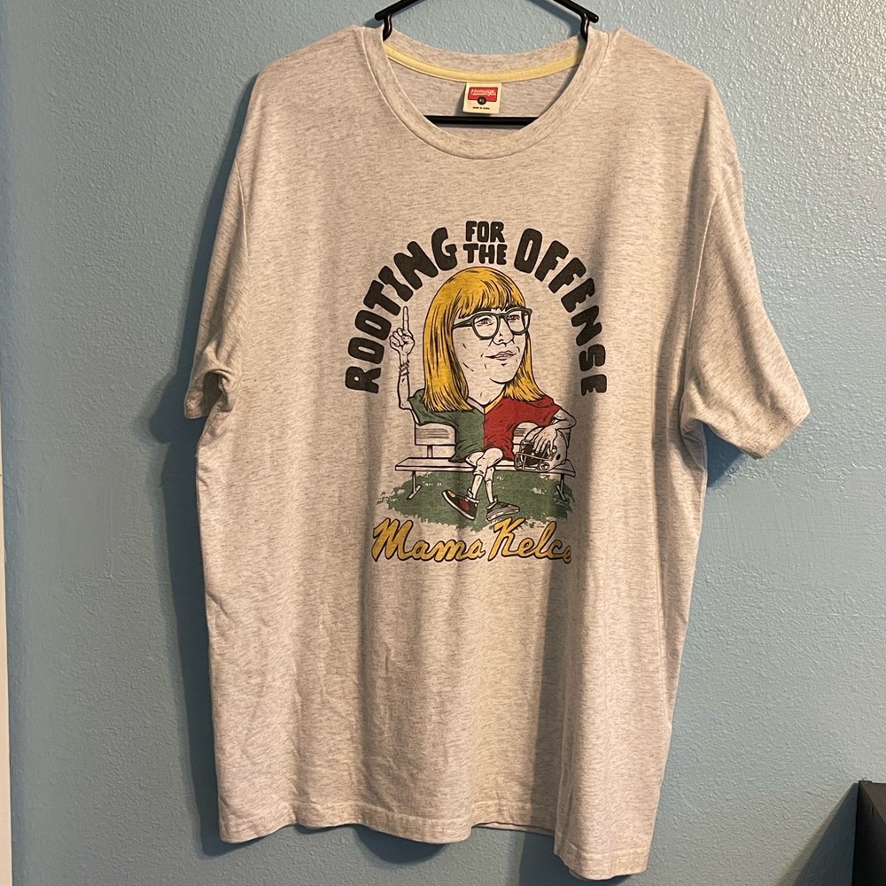 HOMAGE Heather Gray Graphic Tee with Yellow and Red Print